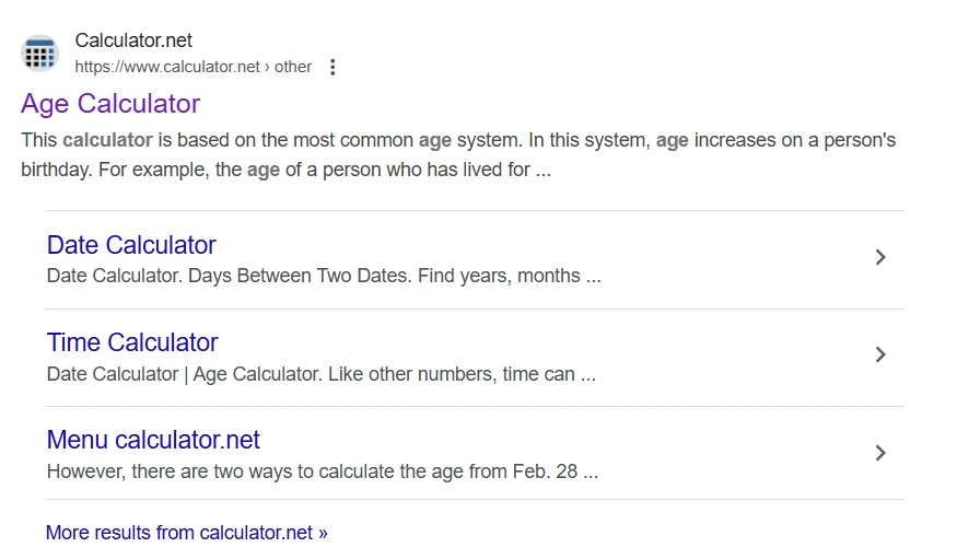 Screenshot of Age Calculator