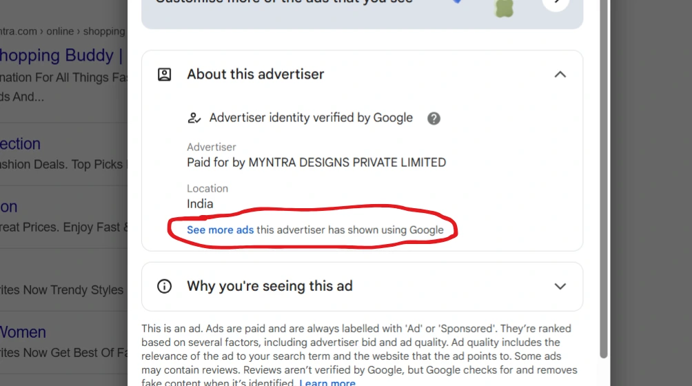 Screenshot showing See More Ads Option Transparency Gives You an Edge